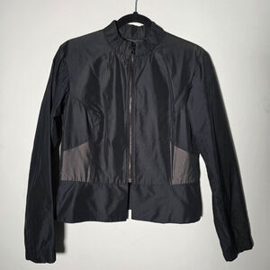 Lida Baday Black Silk Lined Zip Front Jacket Women’s Size 10 Cropped Tailored